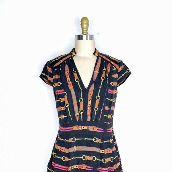 Nanette Lepore Dressage Thoroughbred Horse Bit Print Mini Sheath Dress sz 2 - Picture 7 of 16